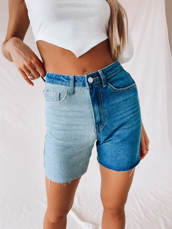 Contrast Bermuda Denim Shorts