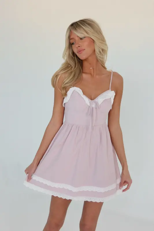 Baby Pink Scalloped Eyelet Dress