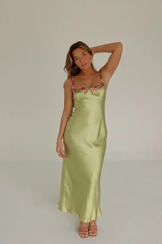 Naomi Floral Hem Silk Maxi Dress